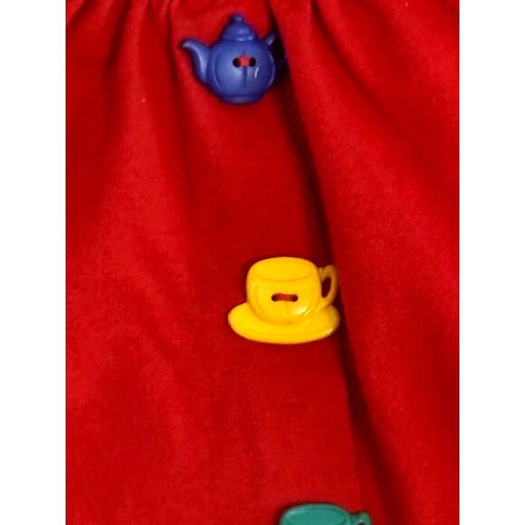 RARE Vintage Buster Brown Girls Red Tea Cup Button Shirt 4T - Picture 3 of 7